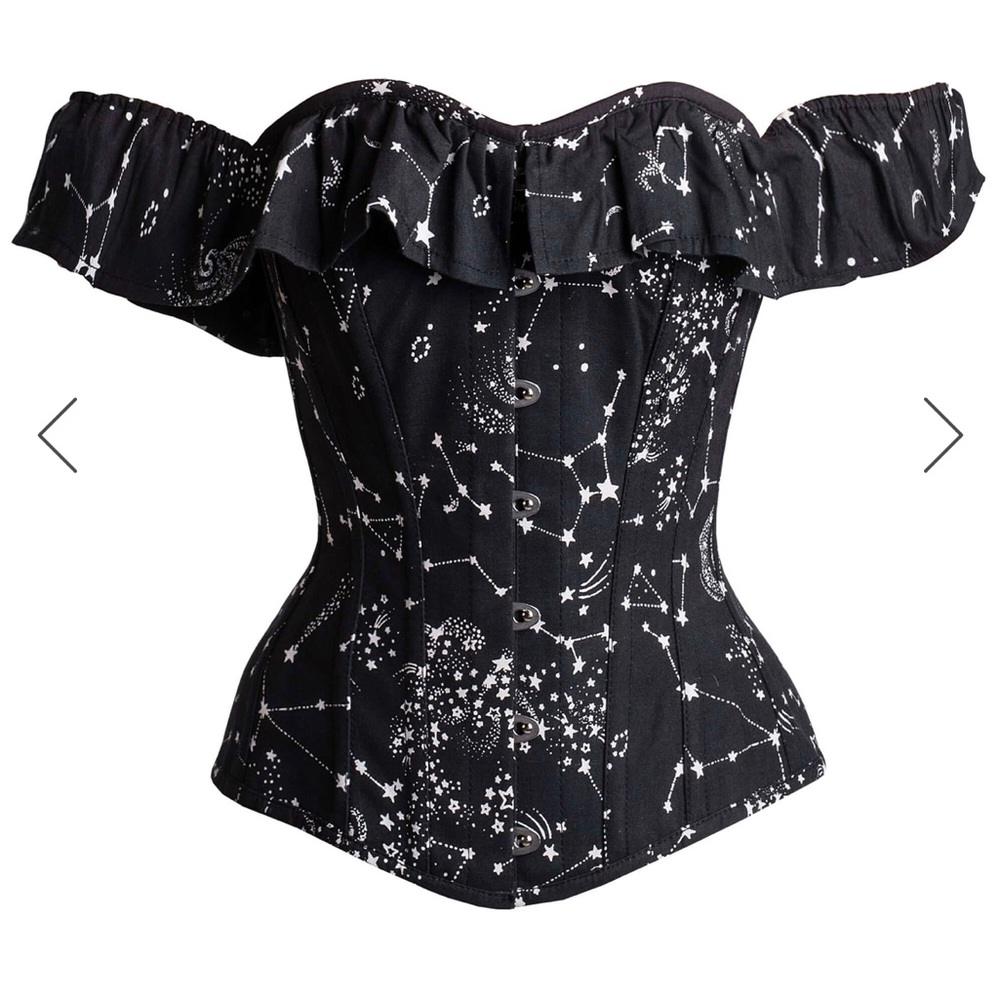 Cotton Astronomy Print Sleeve Corset Top